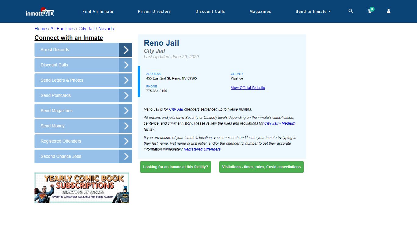 Reno Jail | Inmate Locator