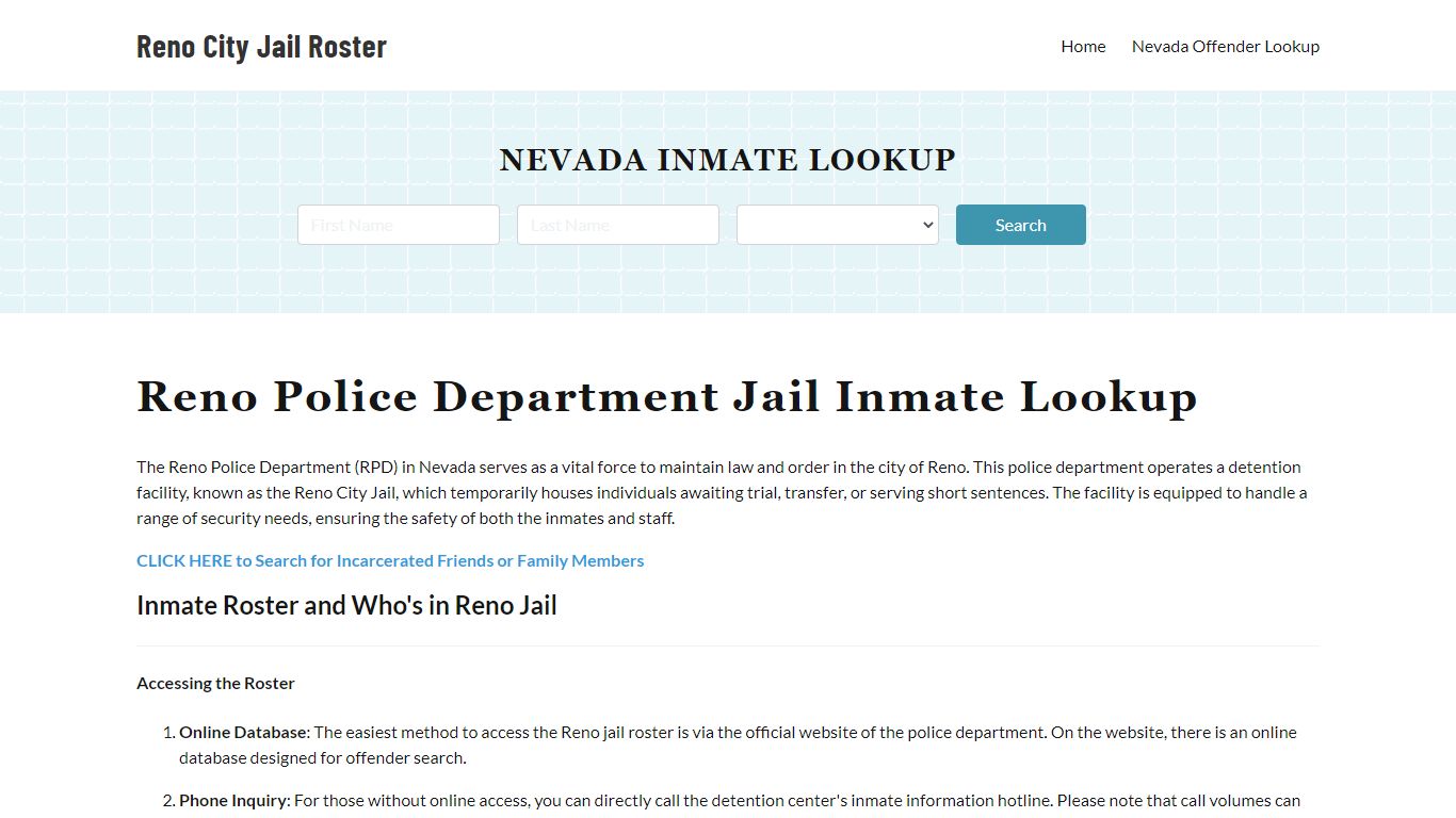 Reno Police Department & City Jail, NV Inmate Roster, Arrests, Mugshots